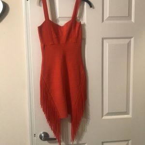 Fringe orange dress.
